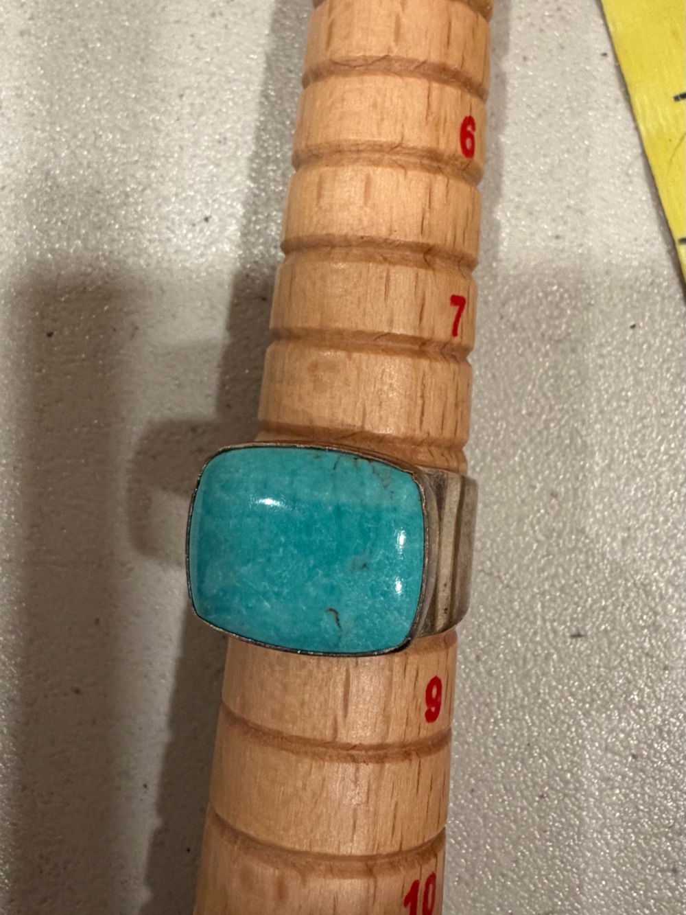 DTR stamped rectangle turquoise ring